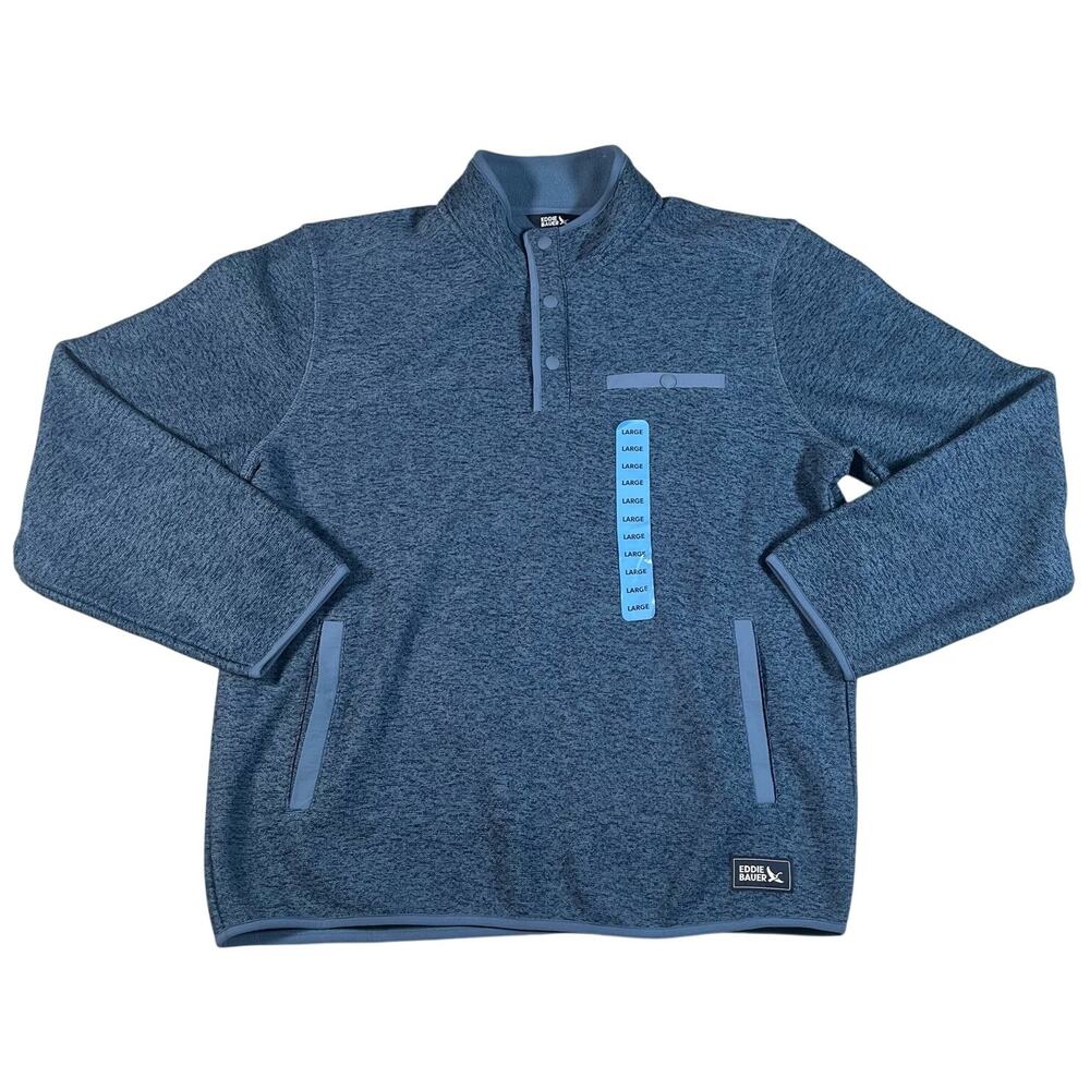 Eddie Bauer Men's Quarter Snap Pullover Mockneck Sweater Warm Fleece NWT